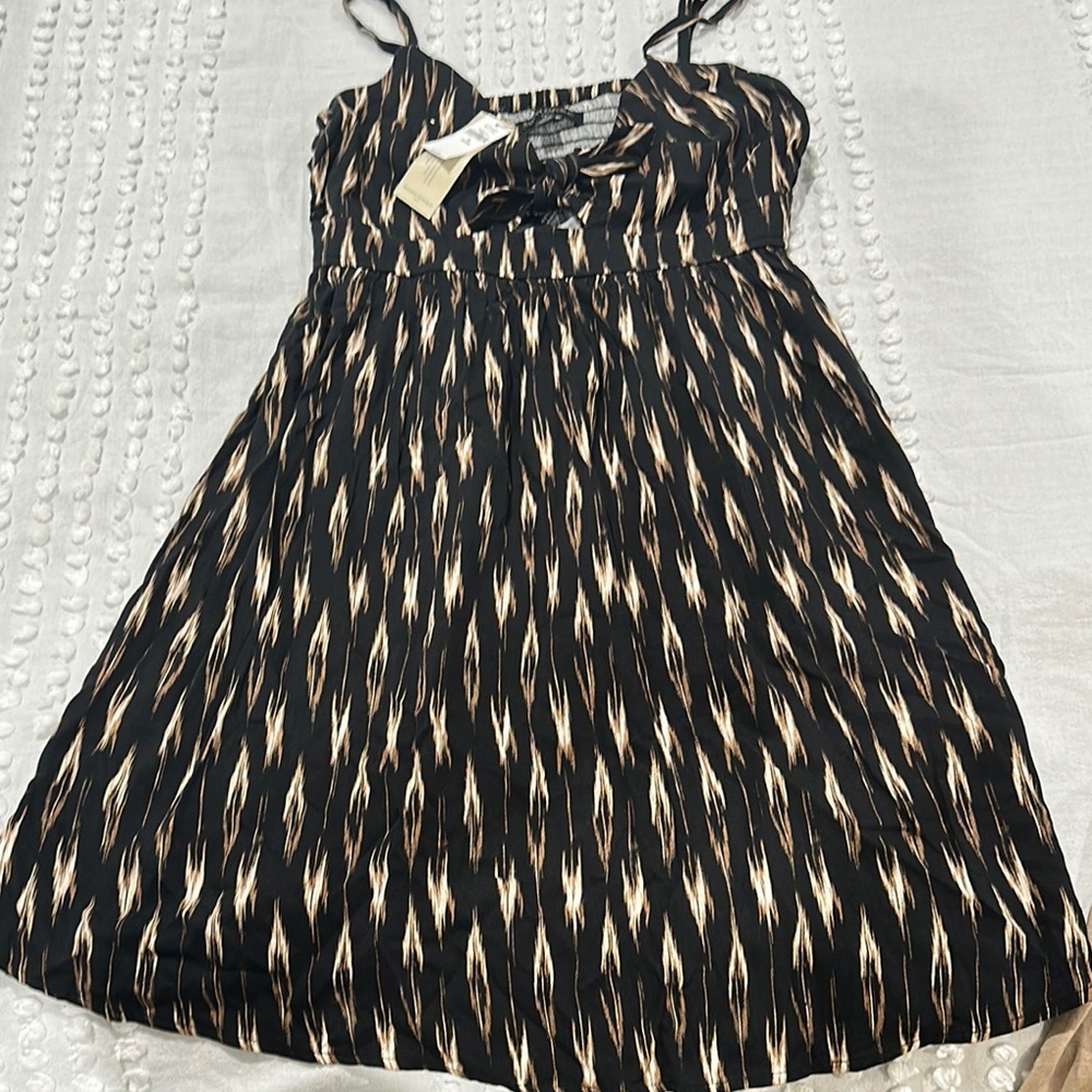 Banana Republic Black and Tan Ruched Sundress